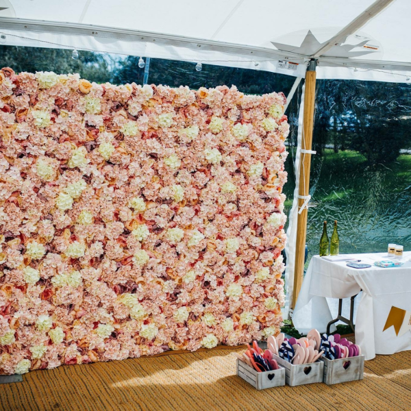 All pink flower wall hire